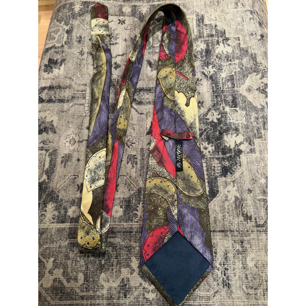 PAVONE Italy 100% Silk Tie Mens Vintage Abstract Geometric Art Design Multicolor